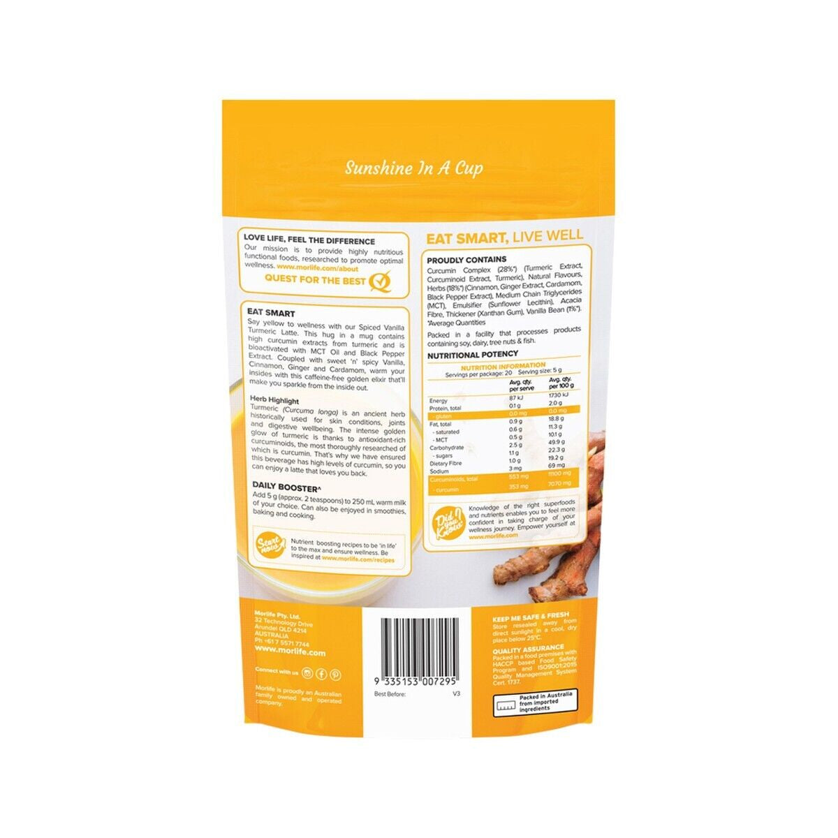 New Morlife Spiced Vanilla Turmeric Latte 100G