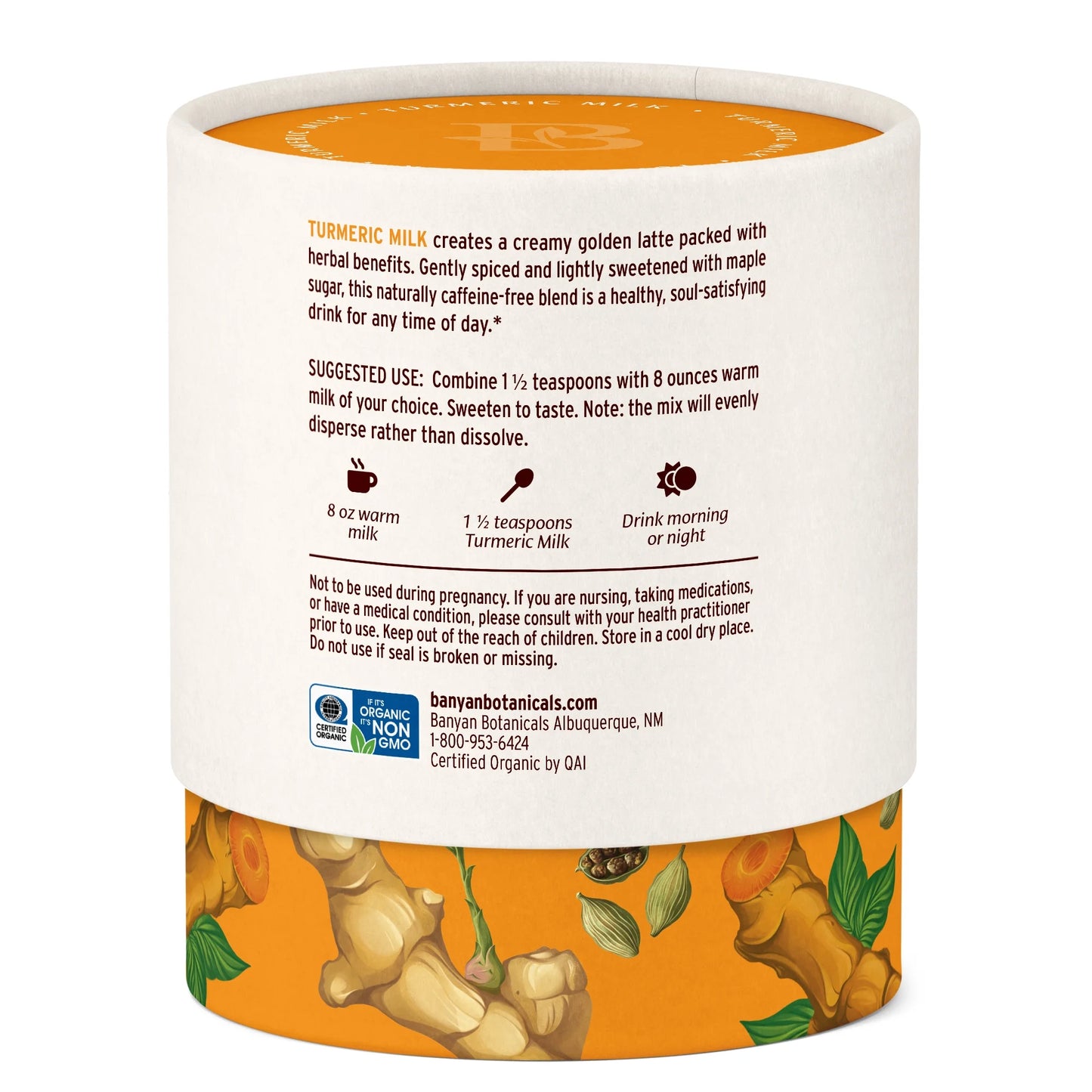 Turmeric Milk – Organic Turmeric Latte Mix with Ashwagandha & Cardamom – Instant Caffeine Free Golden Milk Sweetened with Maple Sugar – 4.3 Oz –Non GMO Sustainably Sourced Vegan
